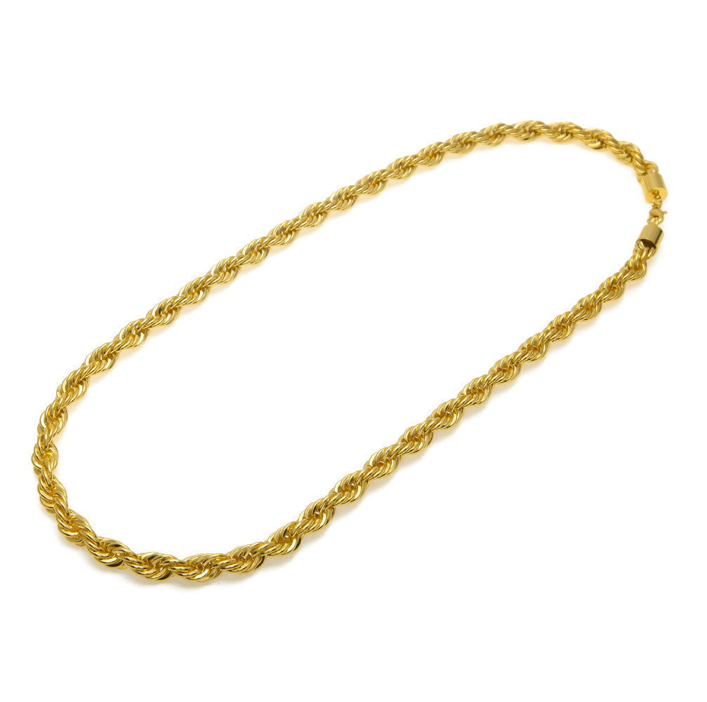Hot Sale Men's Hip Hop Gold-plated Necklace 1cm Coarse Twist Necklace Gold-plated Twisted Rope Chain