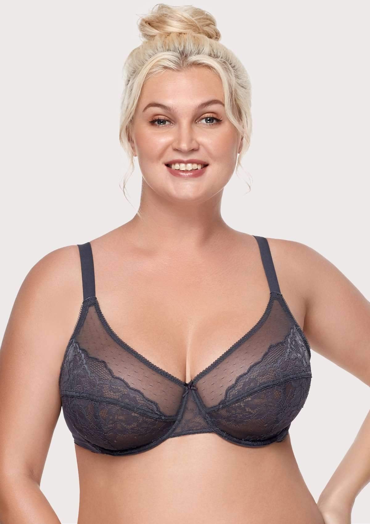 š„LAST DAY 49% OFFš„Minimizer Bra for Women - Plus Size Mermaid Scales Lace Bra Full Coverage for Heavy Breast