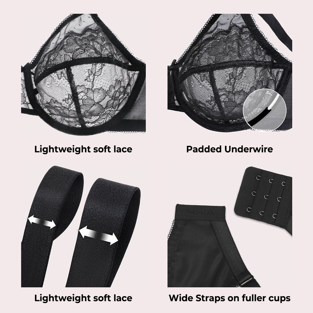 š„LAST DAY 49% OFFš„Minimizer Bra for Women - Plus Size Mermaid Scales Lace Bra Full Coverage for Heavy Breast