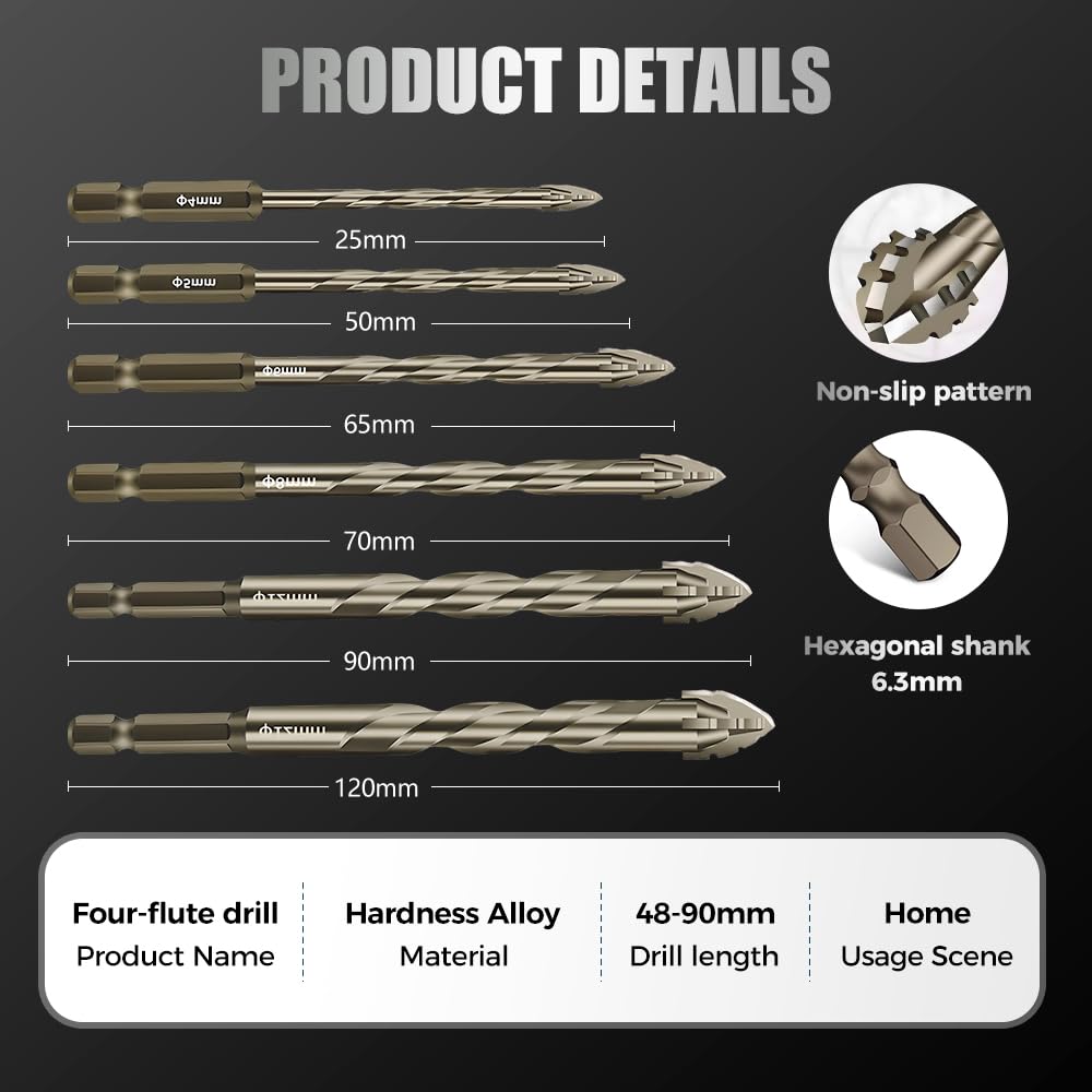 💥LAST DAY SALE 49% OFF💥-New Four-Flute Sawtooth Eccentric Drill Bit Set(1 Set 6 PCS)
