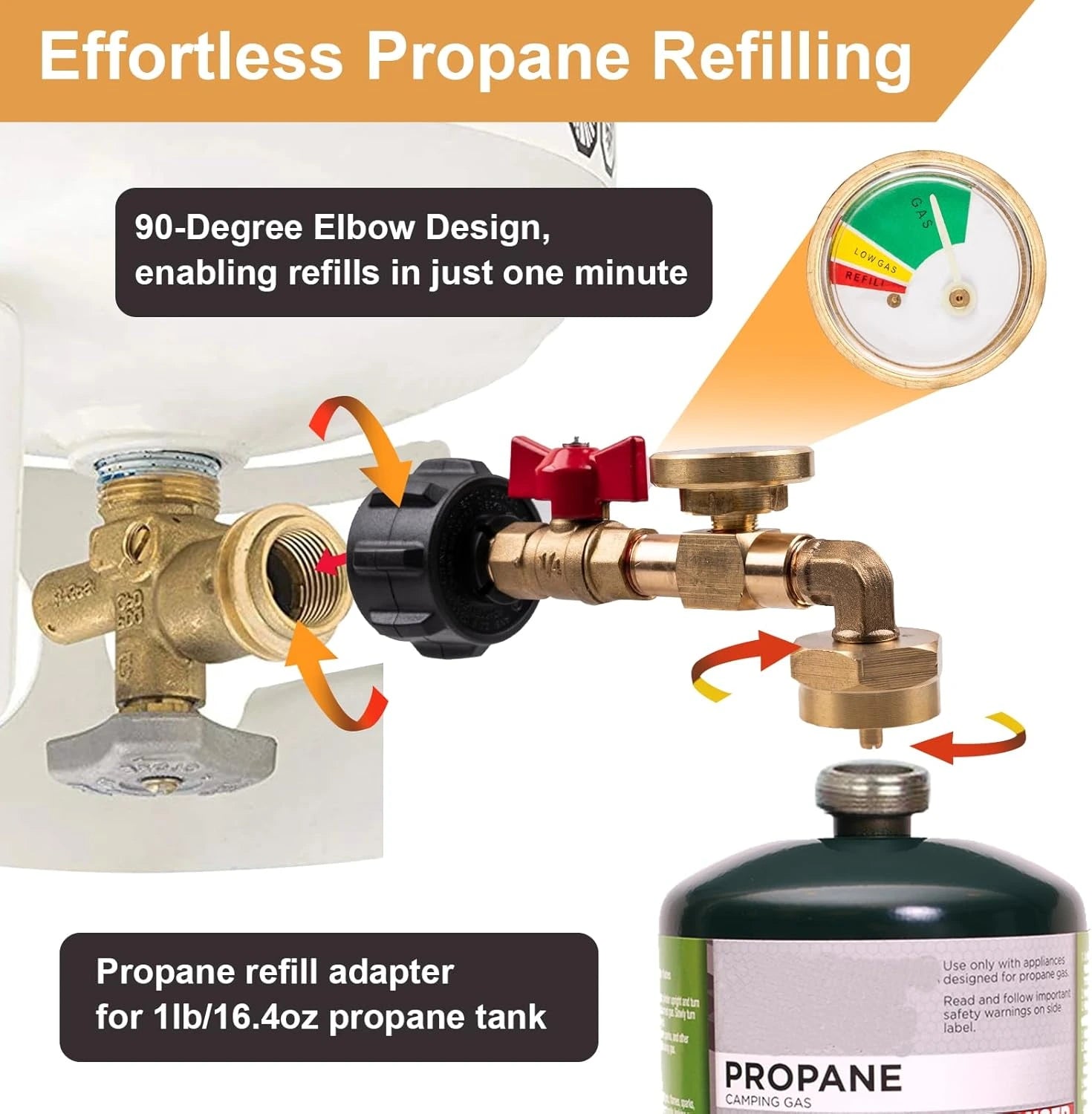 💥LAST DAY SALE 40% OFF💥 Top-Rated Propane Refill Elbow Adapter with Tank Gauge