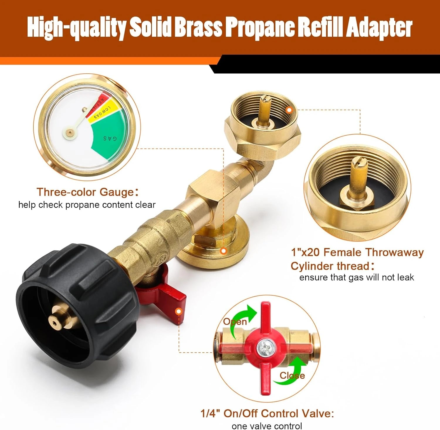 💥LAST DAY SALE 40% OFF💥 Top-Rated Propane Refill Elbow Adapter with Tank Gauge